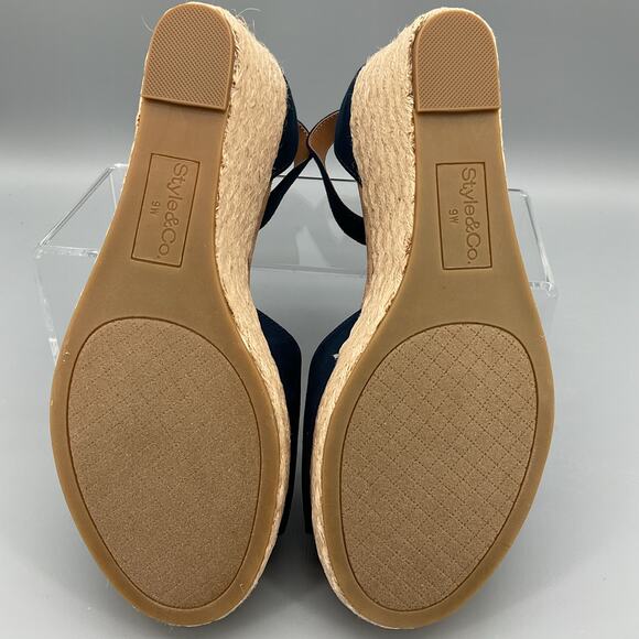 NEW Style & Co Women’s Seleeney Espadrille Wedge Sandals Navy Size 9W - Picture 9 of 11